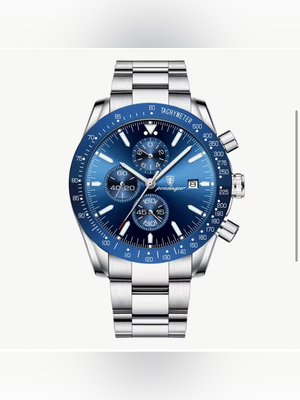 Blue Dial Stainless Steel Men's Chronograph Watch